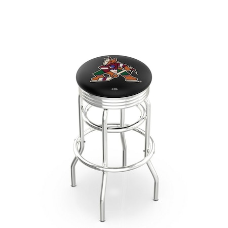Holland Bar Stool Co 30" Chrome 2-Ring Arizona Coyotes Swivel Bar Stool, Accent Ring L7C3C30AriCoy